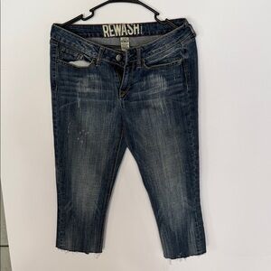 Rewash Dark Indigo Cropped Raw-Hem Jeans